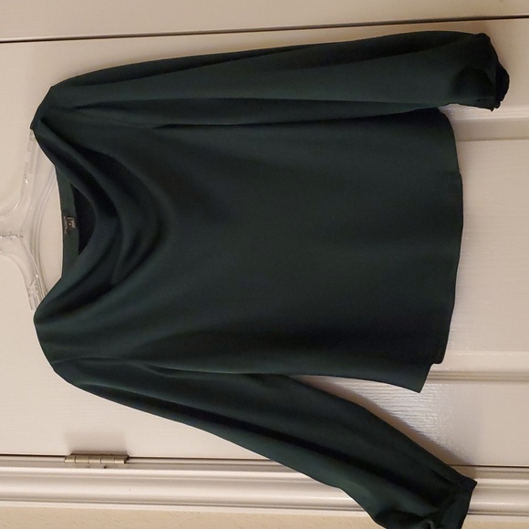 Deep Green satin career blouse sz M - Picture 5 of 5